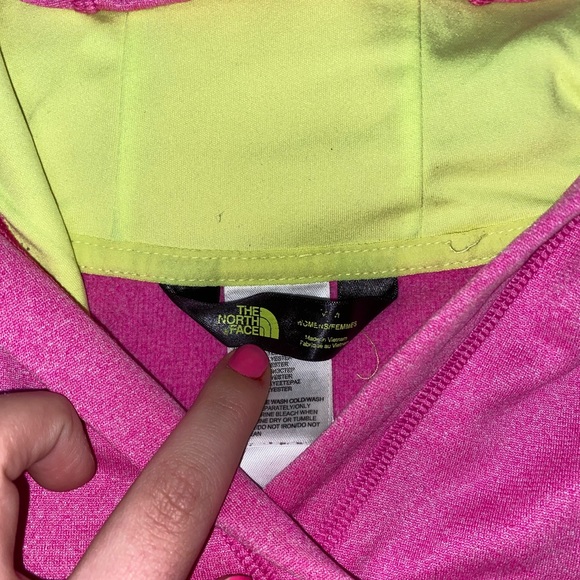 Pink/Neon Yellow Women’s North Face Hoodie - Picture 3 of 3